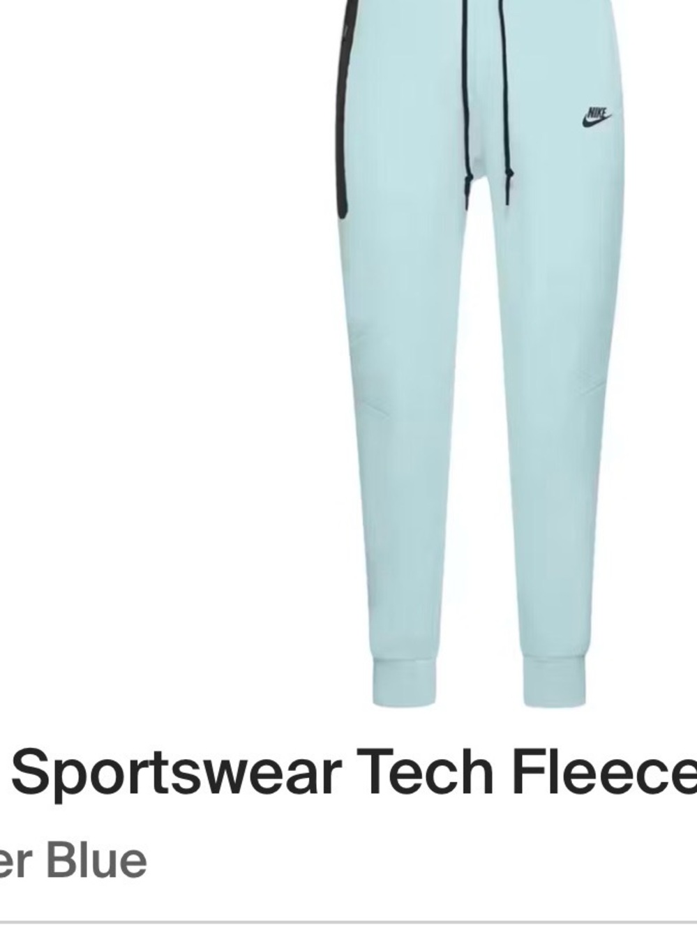 Nike Light Blue Tech Fleece Joggers with Black Trim